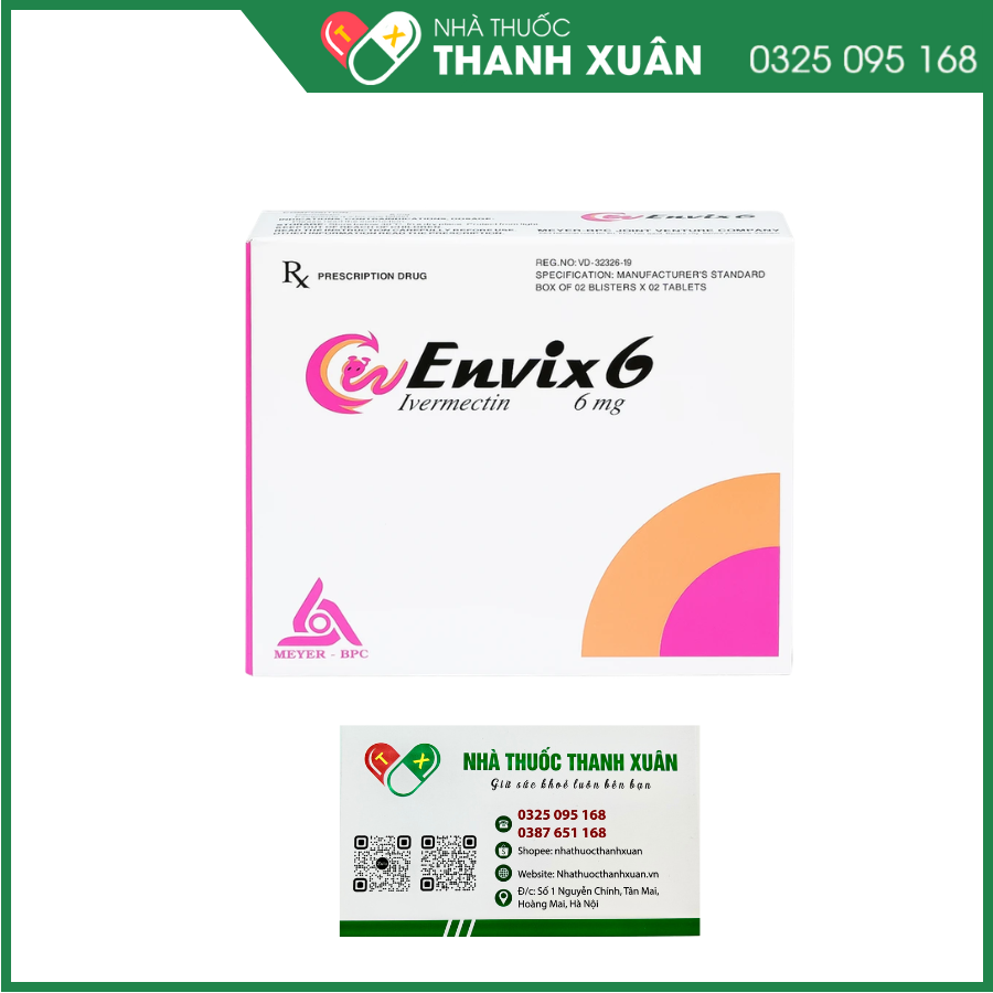Envix 6 trị giun chỉ Onchocerca do ấu trùng giun chỉ Onchocerca volvulus, giun lươn ở ruột